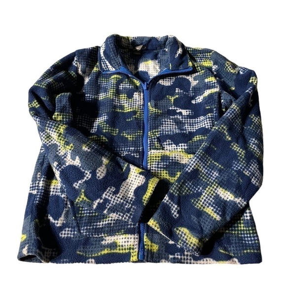 Eddie Bauer Boys Camo Dotted Fleece Pullover Blue Medium - Picture 1 of 12